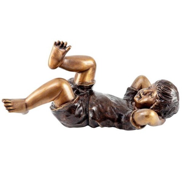 Lazy Days Resting Boy Cast Bronze Piped Garden Statue Spouting